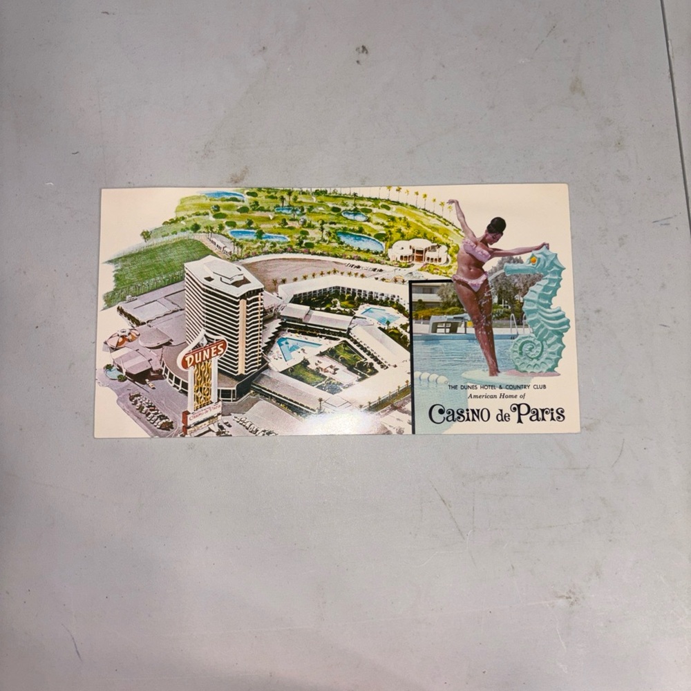 Vintage 1970’s Dunes Casino de Paris Postcard